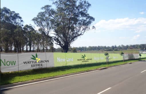 Mesh Banner being used to advertise new land release.